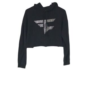 Faze Clan cropped long sleeve hoodie sweatshirt sequins size Small oversized